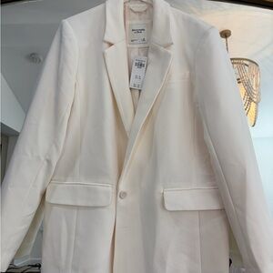 Abercrombie & Fitch Women’s Cream Single-Breasted Blazer